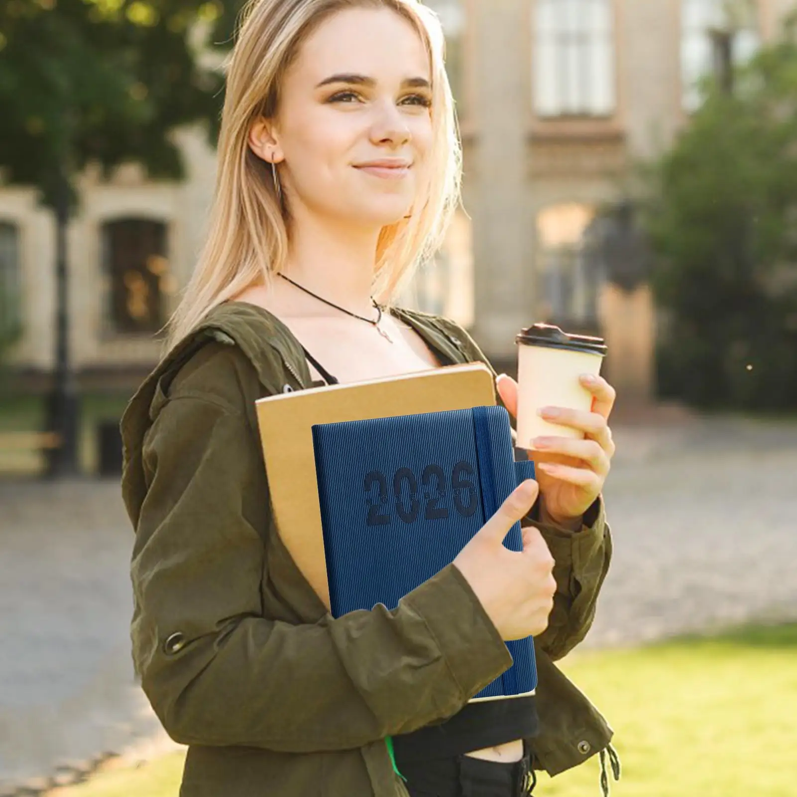 หนังสือกําหนดการ 2026 ตารางการวางแผนพร้อมสายคล้อง A5 โน้ตบุ๊คภาษาอังกฤษแนวตั้งลาย Journal สําหรับฟิตเนส Academic Business Trips