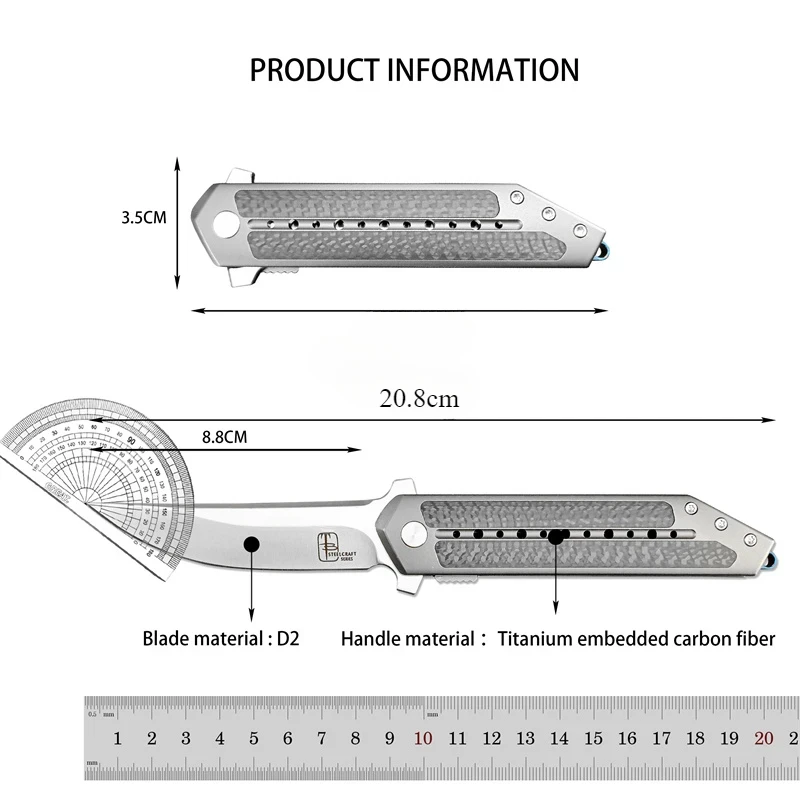 Begg high quality titanium alloy inlay carbon fiber handle outdoor camping portable survival EDC pocket knife gift essential