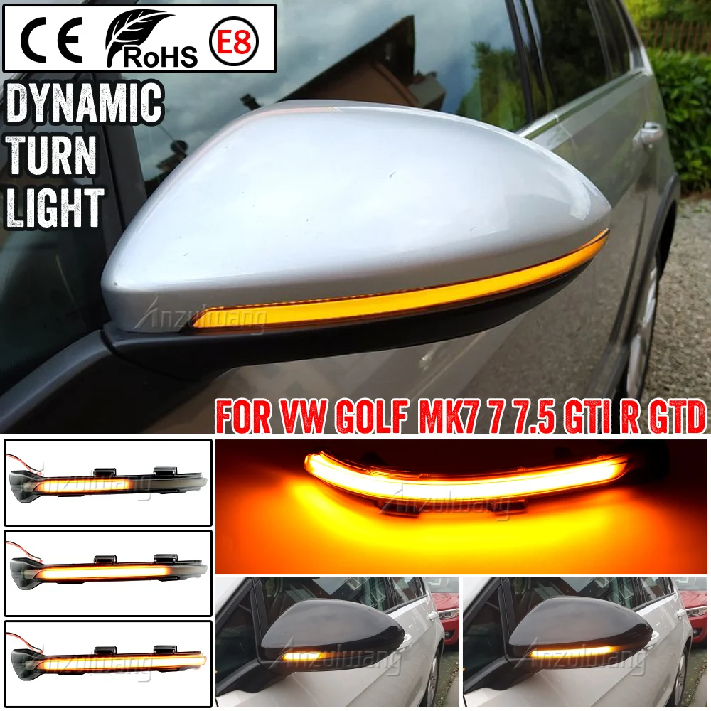 2PCS For VW Golf MK7 7.5 7 GTI R GTD Dynamic Blinker LED Turn Signal For Volkswagen Rline Sportsvan Touran Side Mirror Light