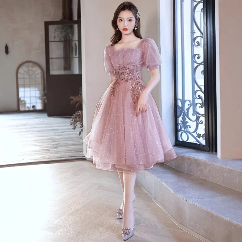 Europe and The United States 2025 New Spring and Summer Hosts High Sense Princess Dress Graduation Sisters Art Examination Dress