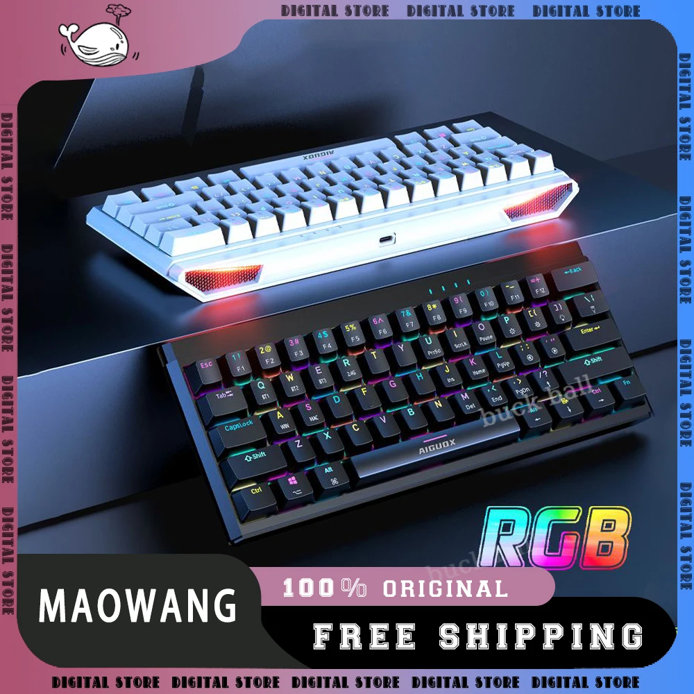 

Maowang Mechanical Keyboard 3Mode USB/2.4G/Bluetooth Wireless Keyboards 61key Hot Swap Rgb Backlight Gaming Keyboard Office Gift