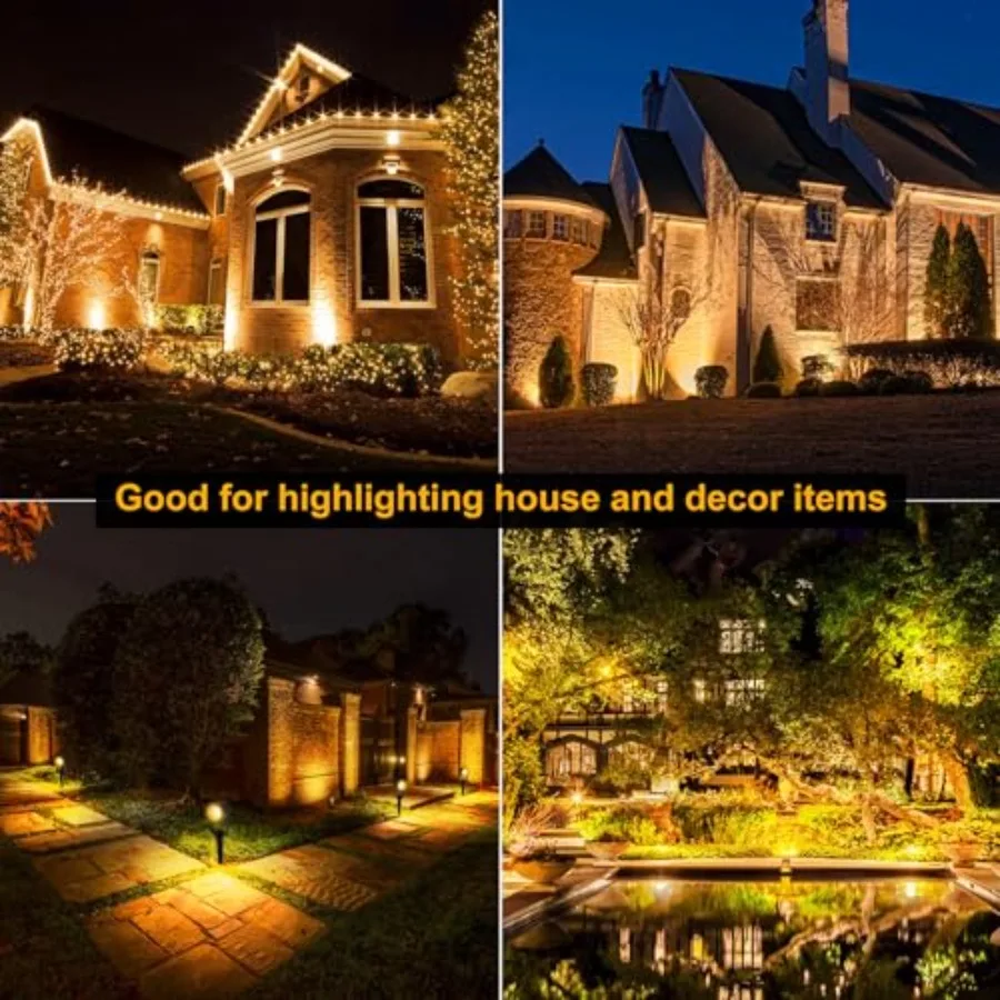 LED Spotlights Outdoor, Low Voltage Landscape Lighting IP65 Waterproof with US Plug, 3000K Warm White Outdoor Spot Lights for Y