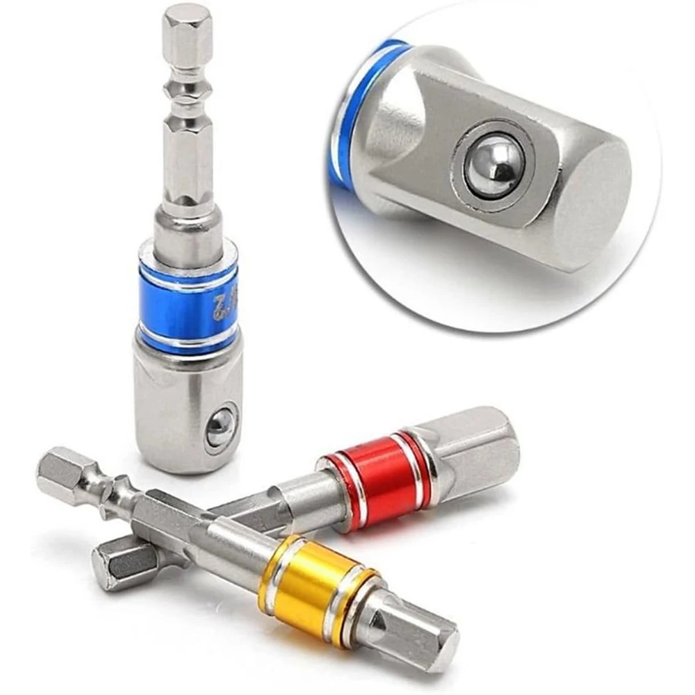 3Pcs Impact Grade Socket Adapter Set Hex Shank Drill Extension Bar Converter Cr-V Steel for Impact Driver Wrench