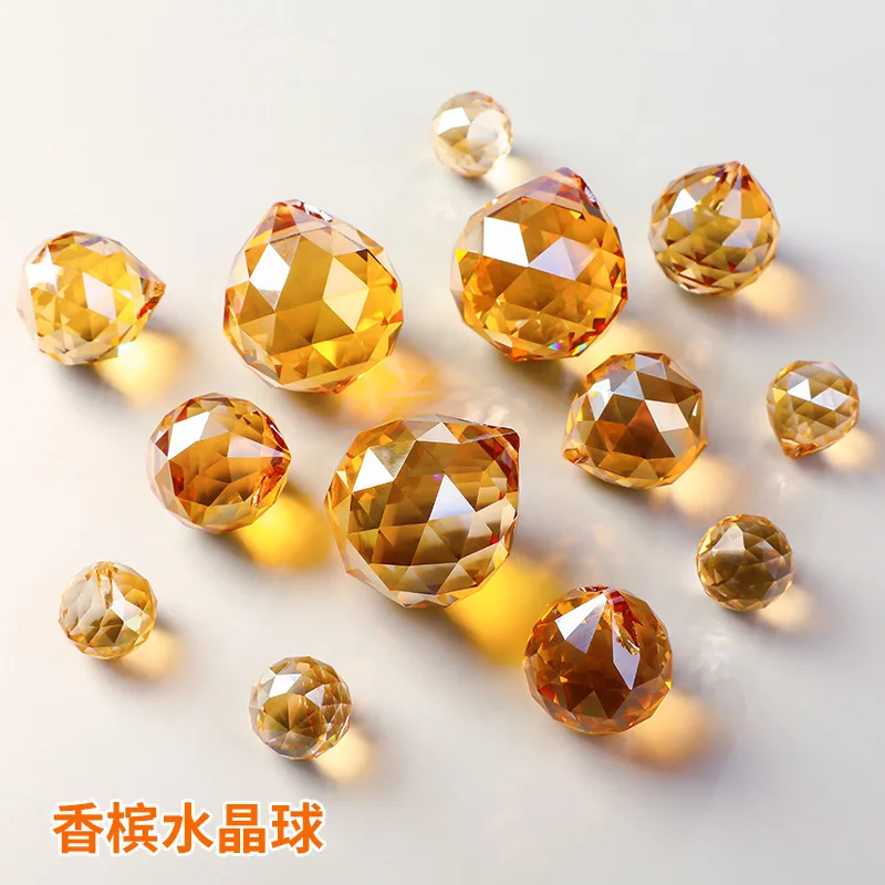 

Camal 10Pcs Crystal Ball 15/20/25/30mm Champagne Pendants Prisms SunCatcher Chandelier Lamp Curtain Hanging Home Christmas Decor