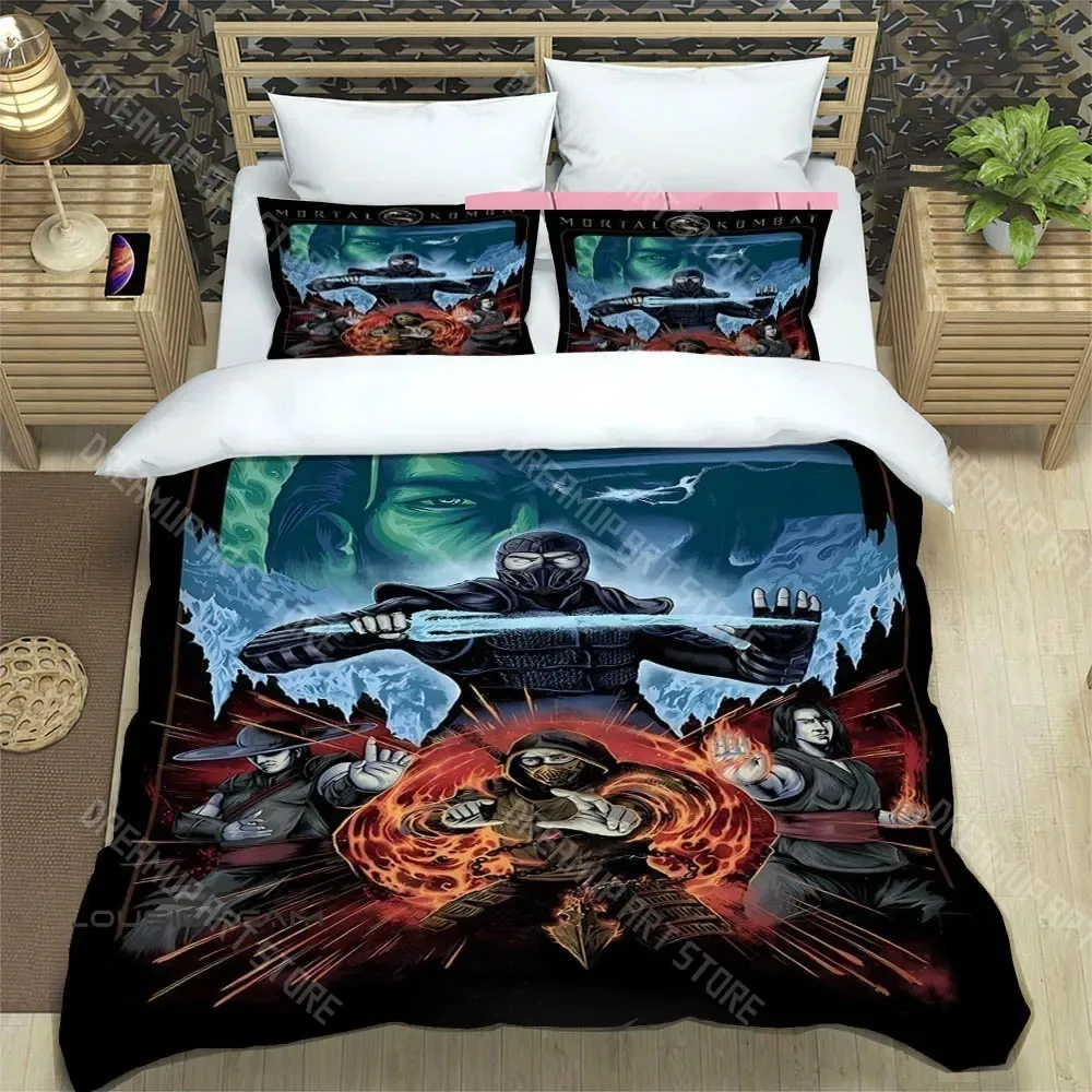 3D Printed Mortal Kombat Bedding Set for Boys Girls Duvet Cover And Pillowcase Included Twin Queen King Full Single Double Sizes