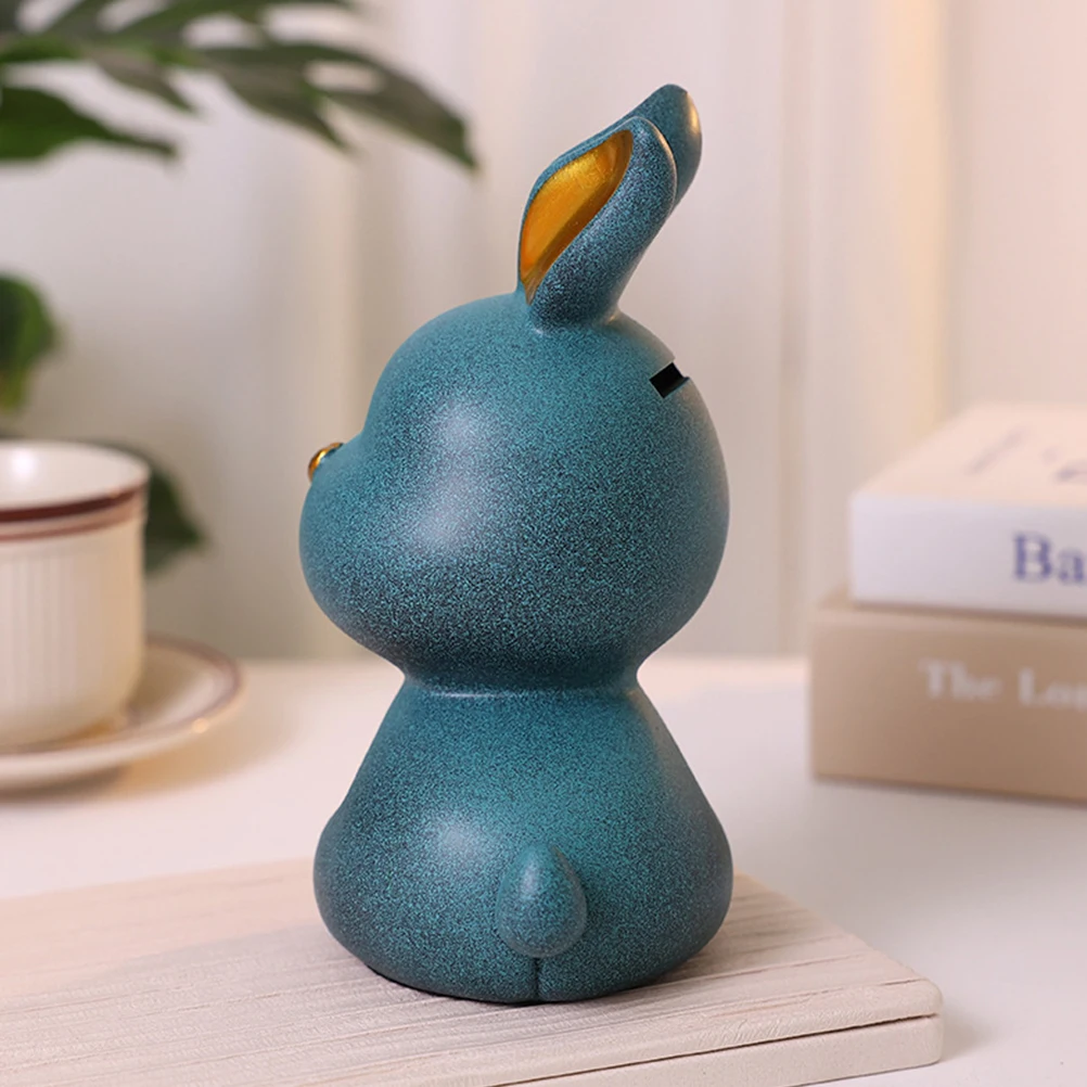 

Creative Rabbit Piggy Bank Strong Resin Coin Container for Kids Money Saving Lovely Bunny Jar Desktop Decoration Gift