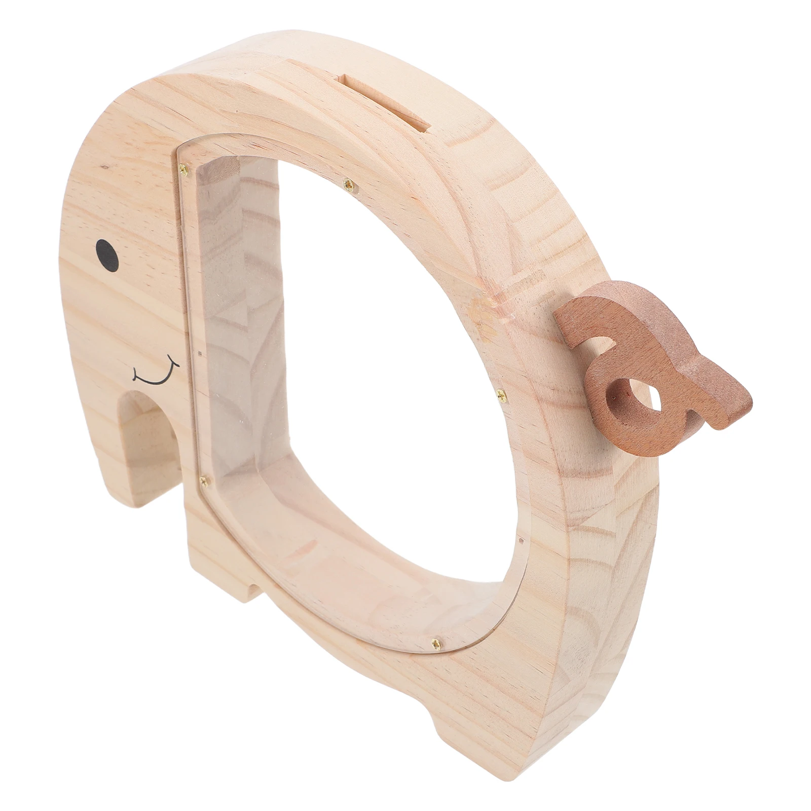 

Wooden Elephant Kids Savings Bank Transparent Acrylic Coin Jar Desktop Ornament Children Piggy Bank Toy Cute Animal Storage