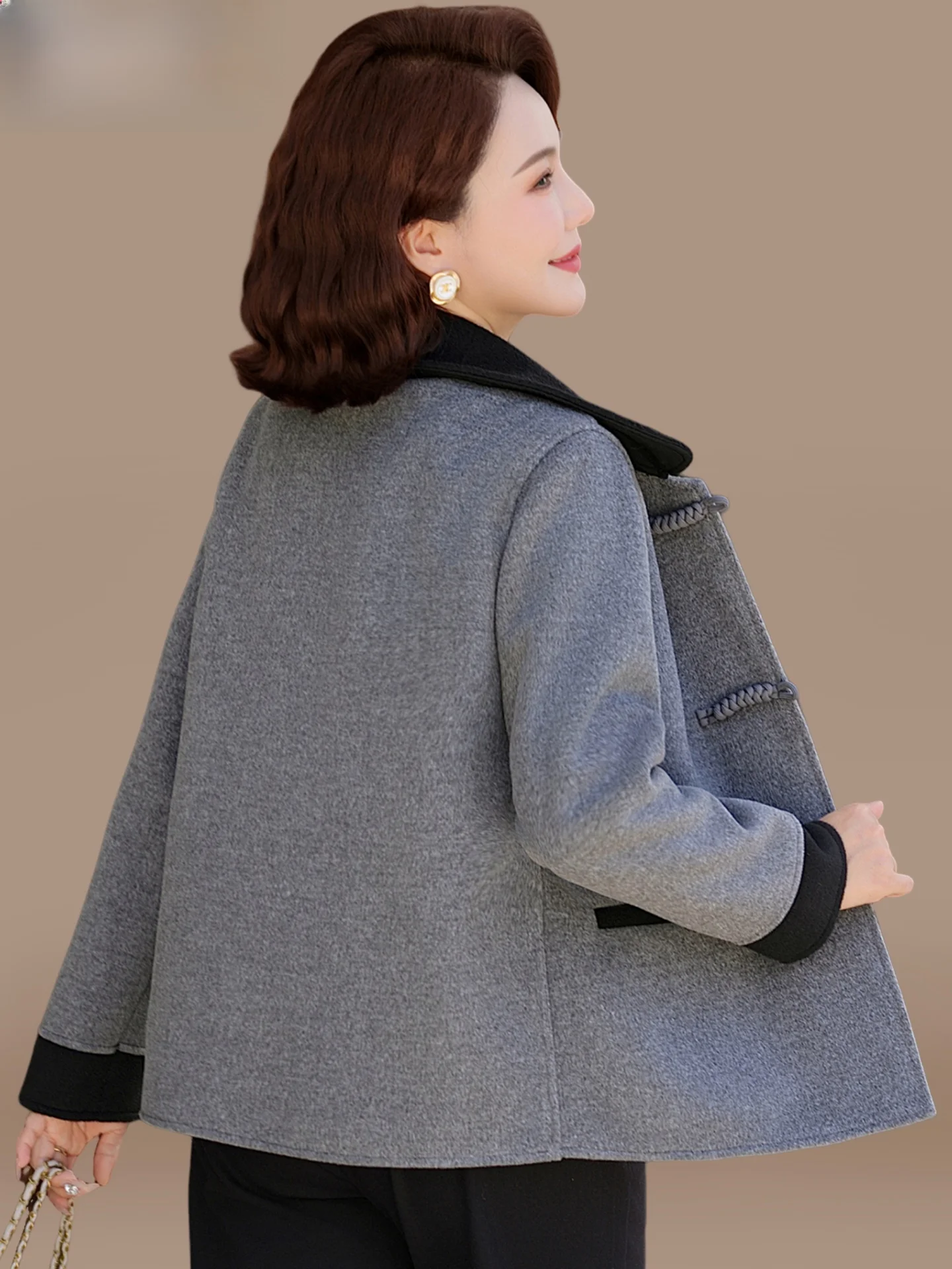 

New Chinese Sle Double-sided Woolen Coat for Middle-Aged And ly Women Autumn Winter Outerwear Breathable And Warm