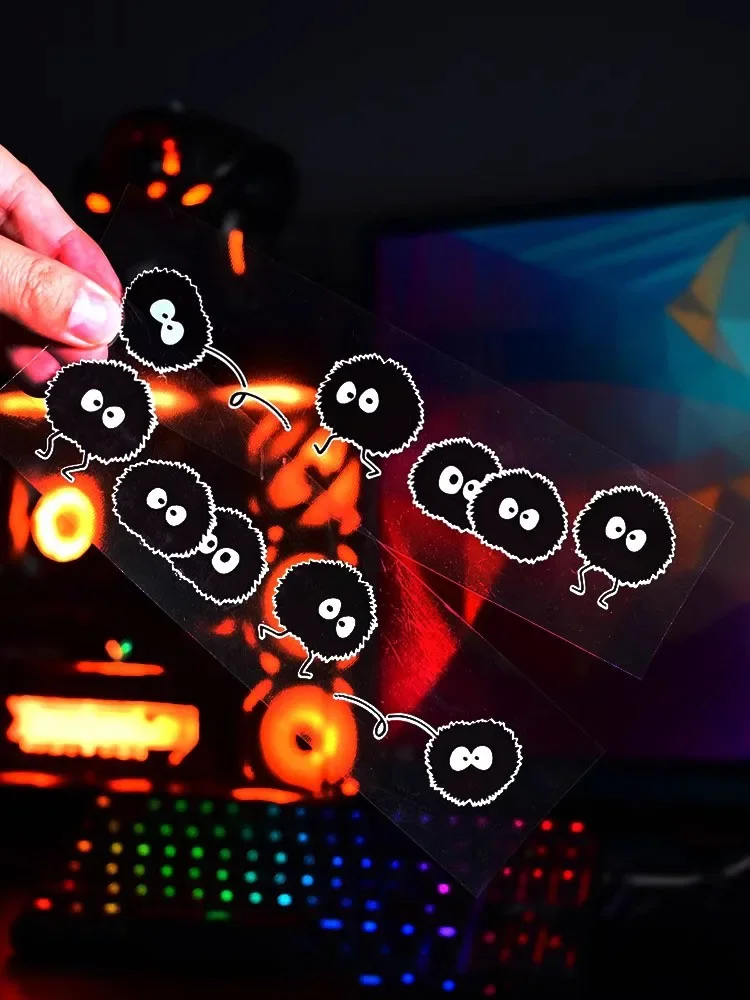 

1PC Cute Black Fuzzy Monster Pattern Stickers (Black & White Color) Waterproof Adhesive Decals for Laptop & Car Decor