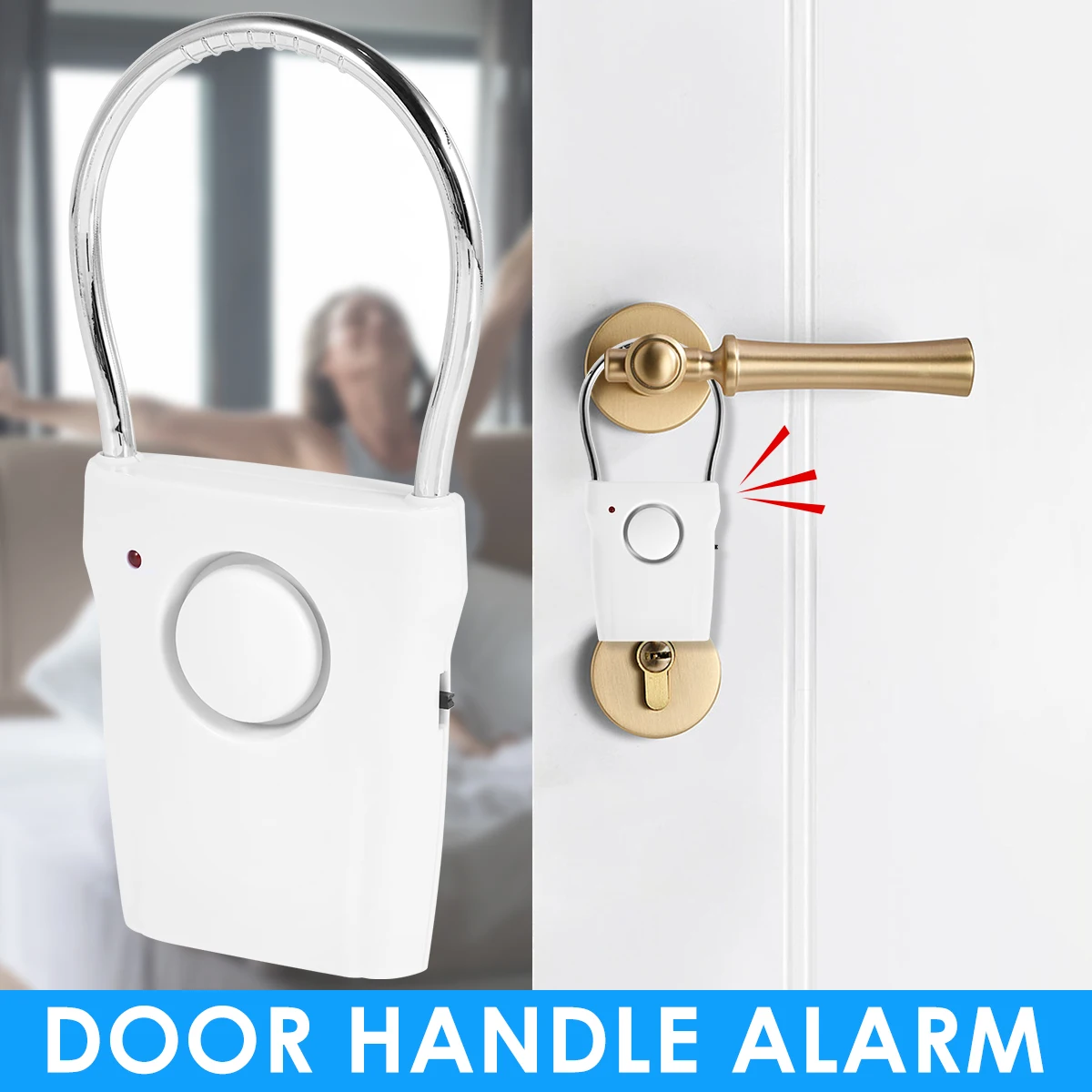 Door Handle Alarm 110dB Door Security Alarm with Adjustable Settings Alarm Equipment Battery Operated for Travel Hotel Security