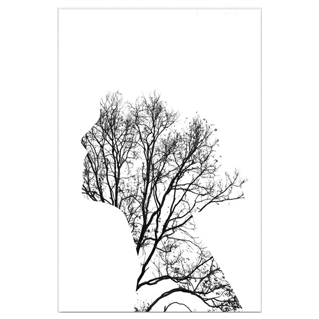 

Scandinavian Black and White Tree Branch Print Hunting Posters Deer Antlers Wall Art Woodland Tree Canvas Painting Home Decor
