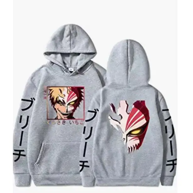 Anime BLEACH Kurosaki Ichigo Print Kapuzenpullover, Unisex, Cartoon-Pullover, lässiger Langarm-Hoodie für Männer und Frauen, Anime-Fans – Detail 10