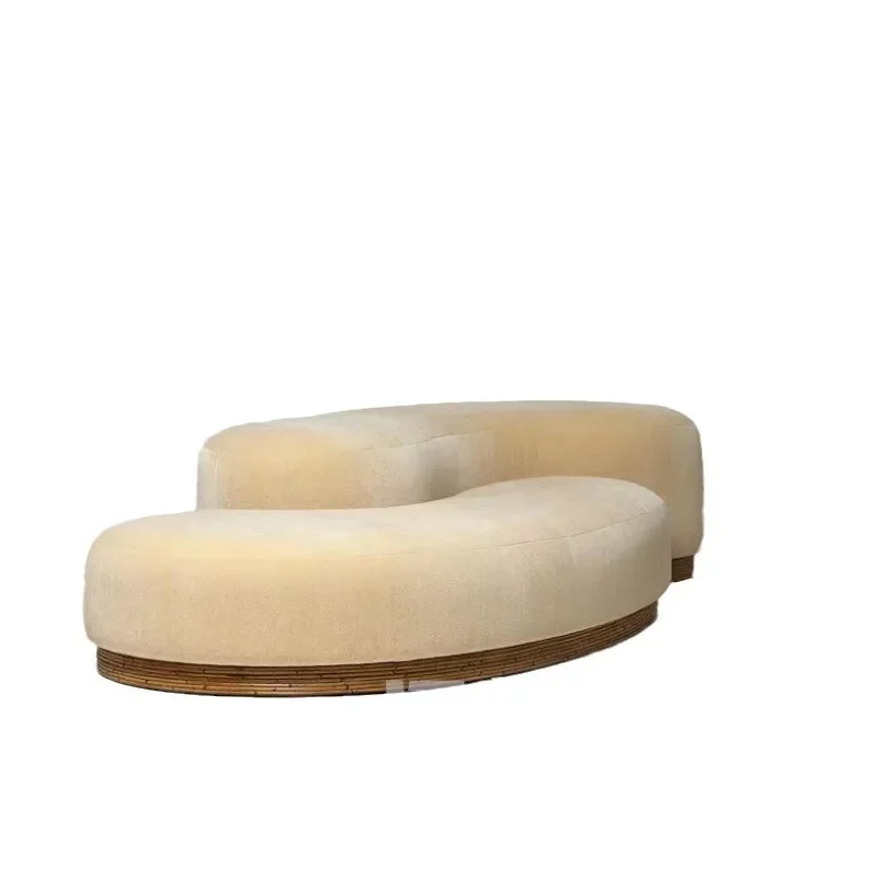 Cream curved design double hook jade velvet fabric sofa module combination niche retro sofa
