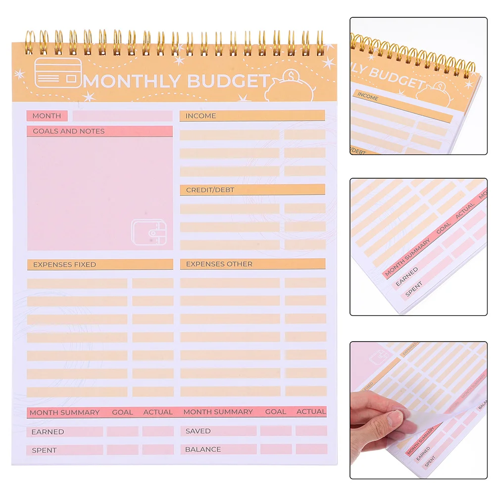 2 قطعة ورق دفتر ملاحظات حلزوني مجلة مالية لتتبع الفواتير الشهرية وإدارة النفقات وتوفير المال #1