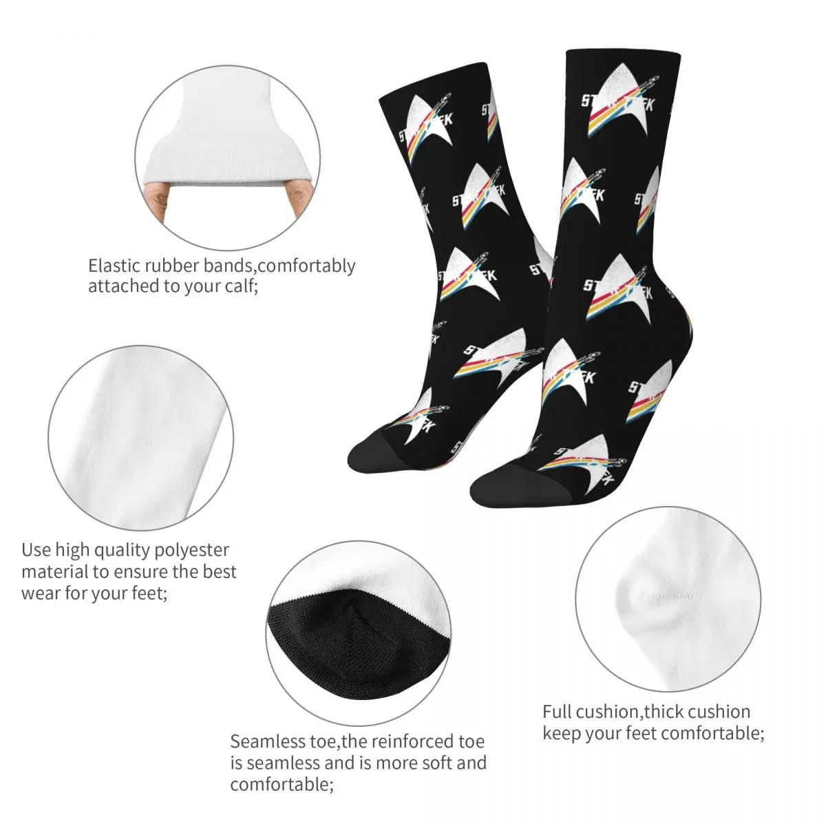 Retro Stars Treks Retro Football Socks Polyester Crew Socks for Women Men Non-slip