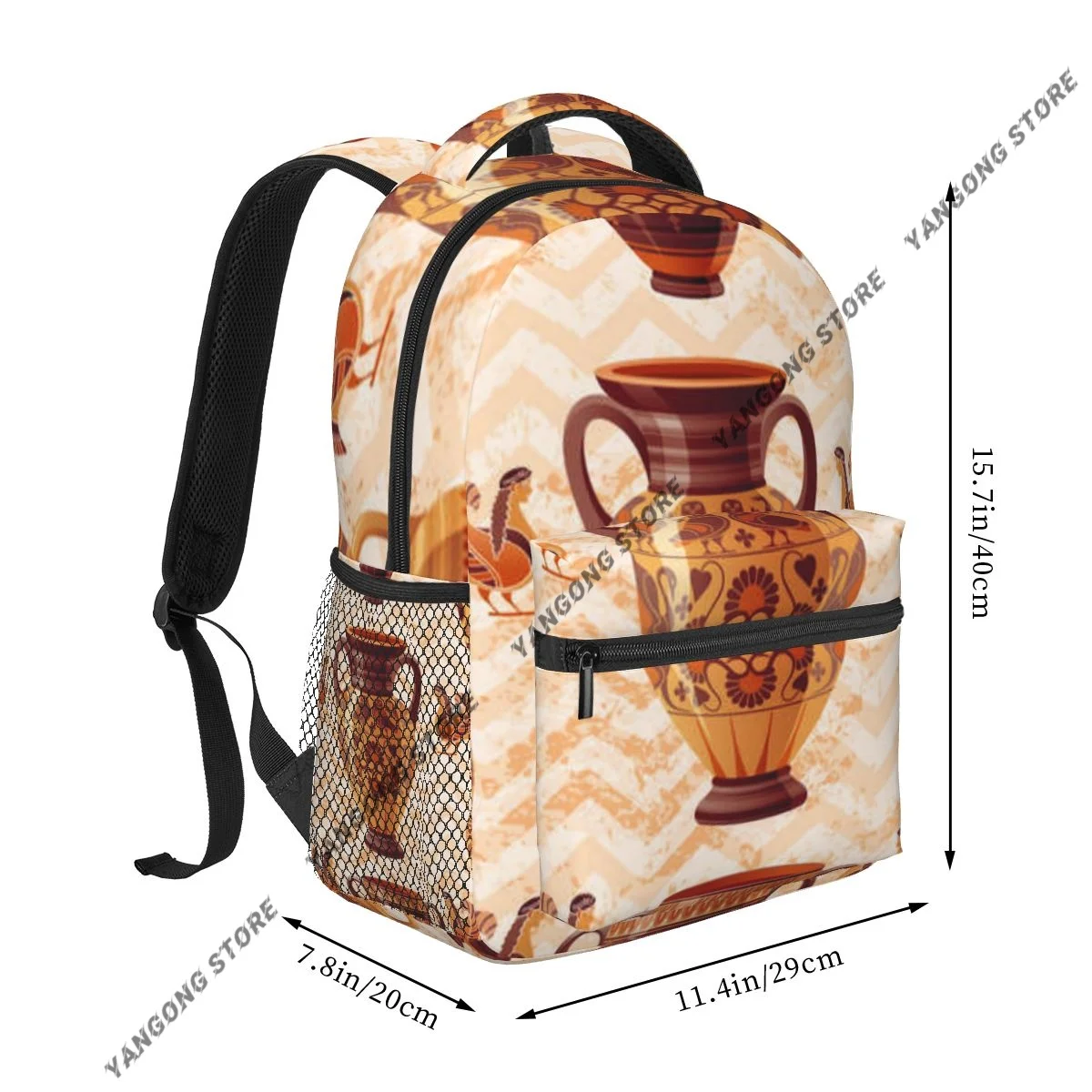 Greek Pottery Background Backpack School Bags Casual for Teenager Girls Shoulder Bag Travel Bags