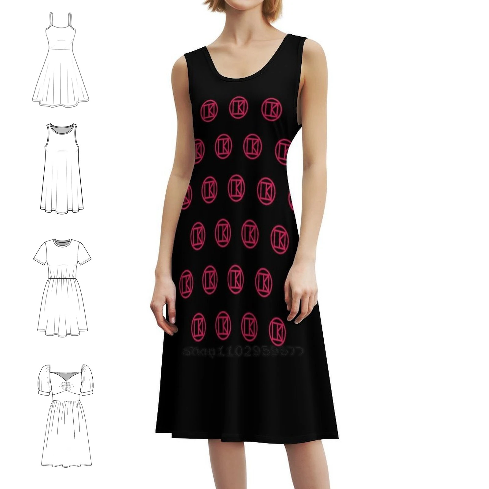 

Ярко-розовое богемное платье без рукавов с логотипом Lk, многопечатное пляжное платье для отдыха и вечеринки, ярко-розовое вечернее платье с логотипом Lk для женщин