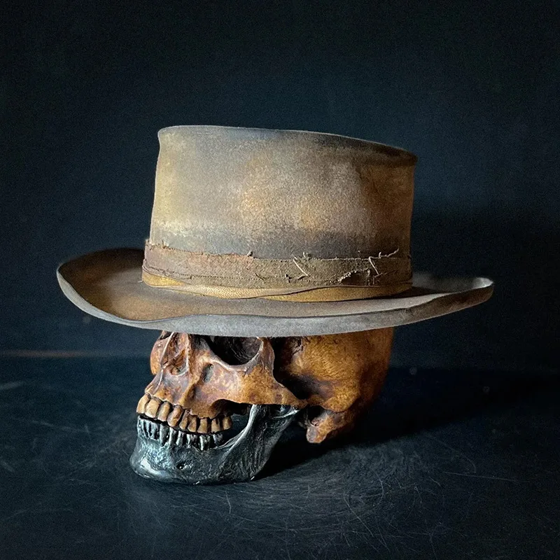 

Cowboy Hat, Messenger of Justice, Wool Felt Hat, Fashionable Distressed Sheep Felt Hat