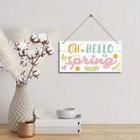 Spring Decor, Hello Spring Sign, Hanging Wooden Plaque With Rope, Decorative Front Door Welcome Sign, Spring Doorplate