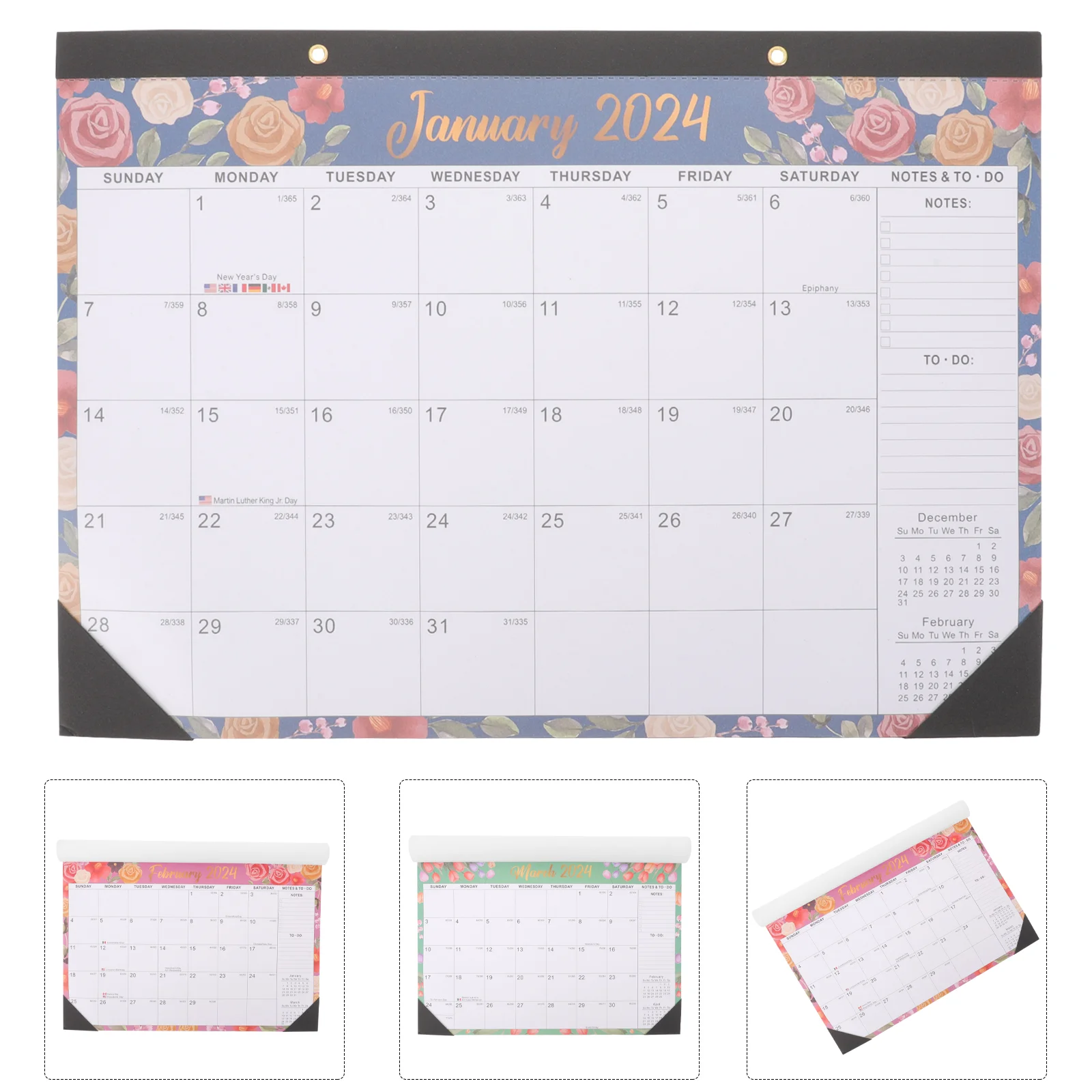 2024 Wall-mounted Calendar 18-month Desktop Planner (Flowers 2024) Office Supplies Hanging Daily Delicate for Giant