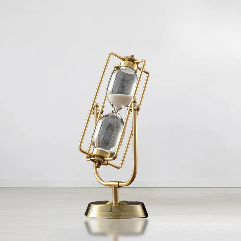 Glass Hourglass Ornament Golden Codex Rotating Hourglass Timer Home Luxury Ornament Creative Flowing Sand Decoration Gift