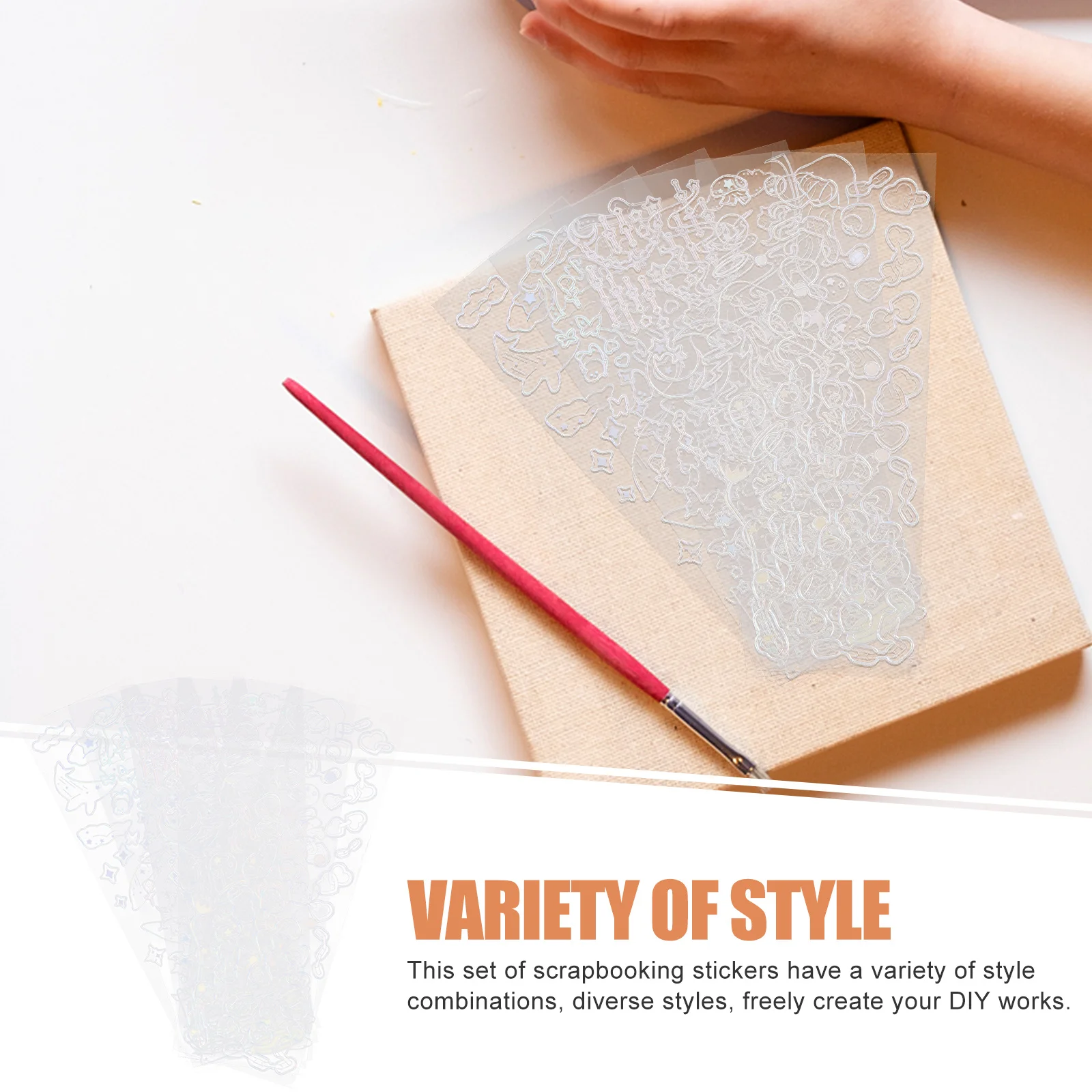 

6pcs Scrapbook Colorful Shinny Self-Adhesive Diy Craft Stickers For Journaling Album Decorative Decals Pet Material Stickers