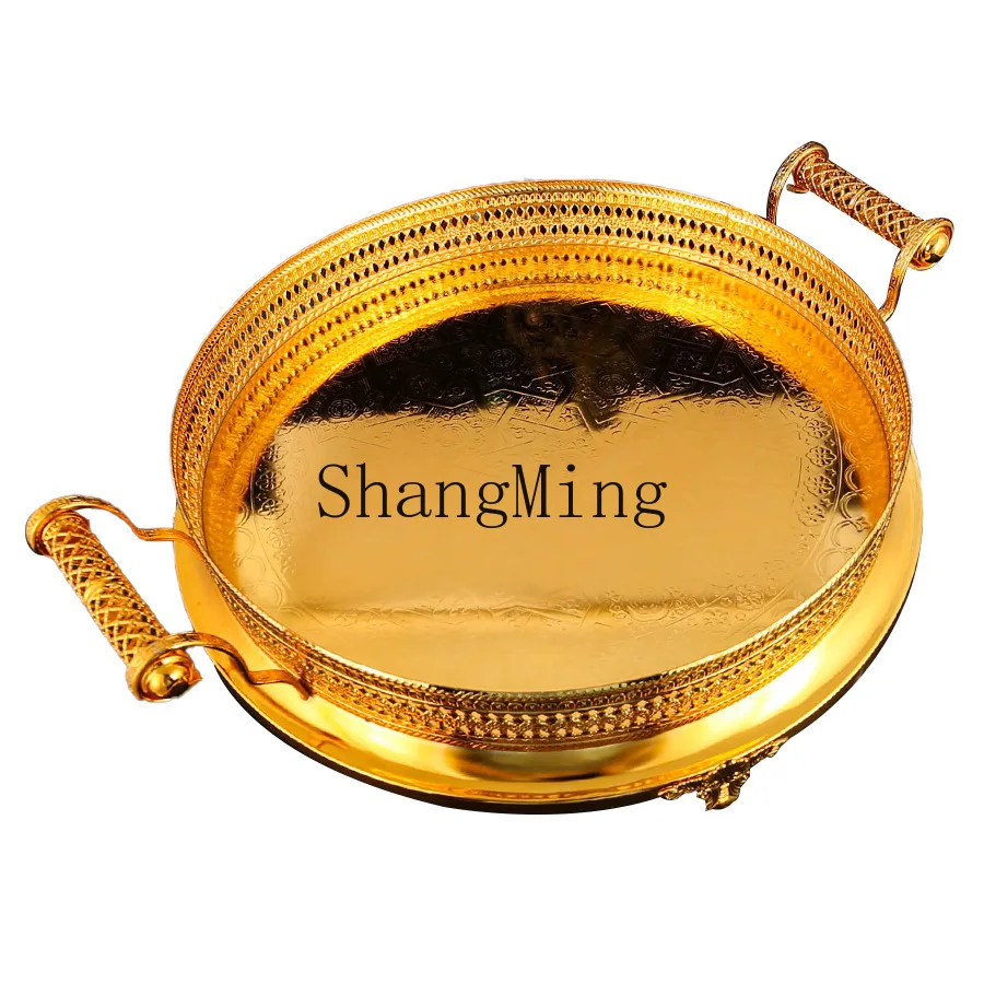 

DSA light luxury large tray retro large capacity fruit plate living room home decoration fruit plate tea several snacks storage