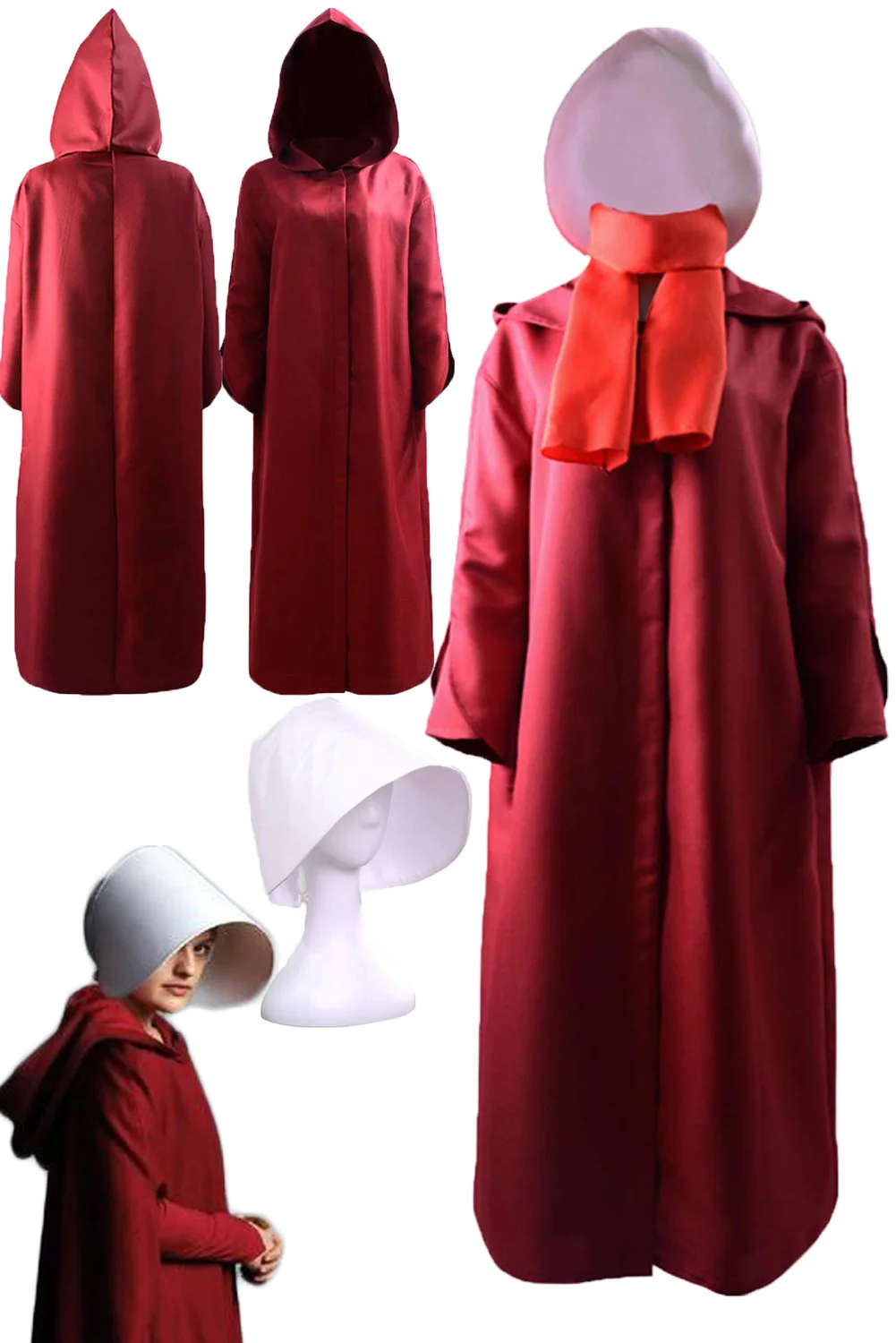 

Disguise Handmaid Cosplay Clothing Hat TV Handmaid Tale Costume Adult Women Roleplay Fancy Dress Up Party Clothes