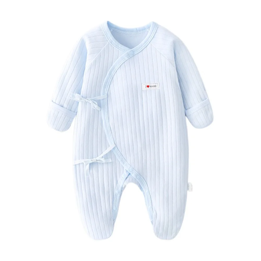 

Long Pants Climb Lace Up Baby Romper Infant Romper Casual Outfit Foot-Cover Frogsuit Anti-scratching Cotton Newborn Jumpsuit