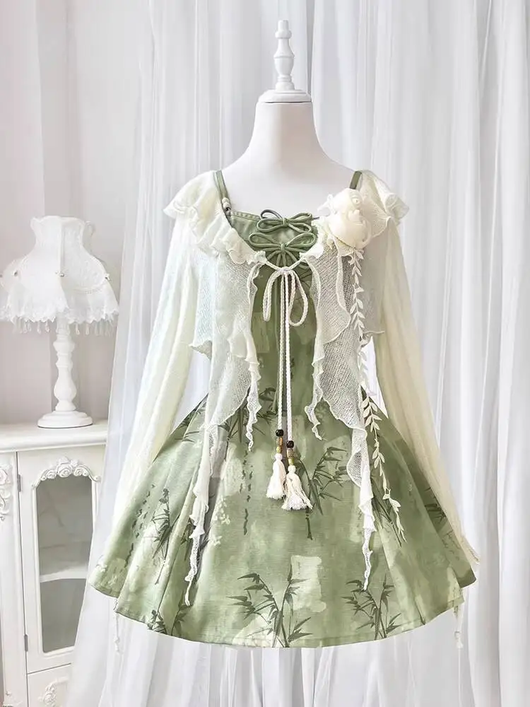 New original retro Chinese style lolita dress girl Han elements sweet top halter skirt suit cosplay party dress - view 2