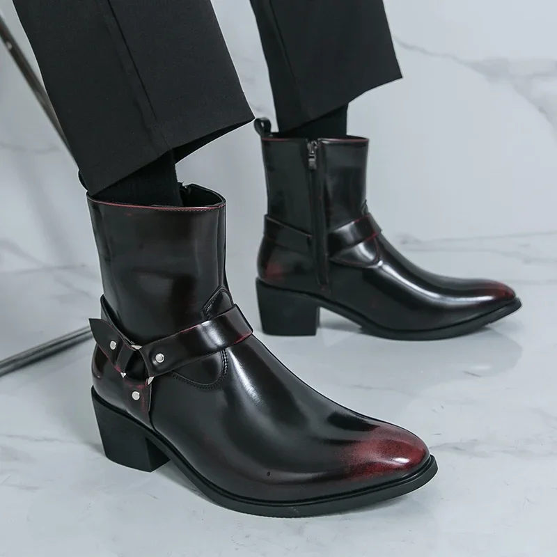 Classic Leather Men's Ankle Boots Fashion Man High Top Shoes New Outdoor Hiking Boots Comfy Male Casual Botas Motorcycle Boots