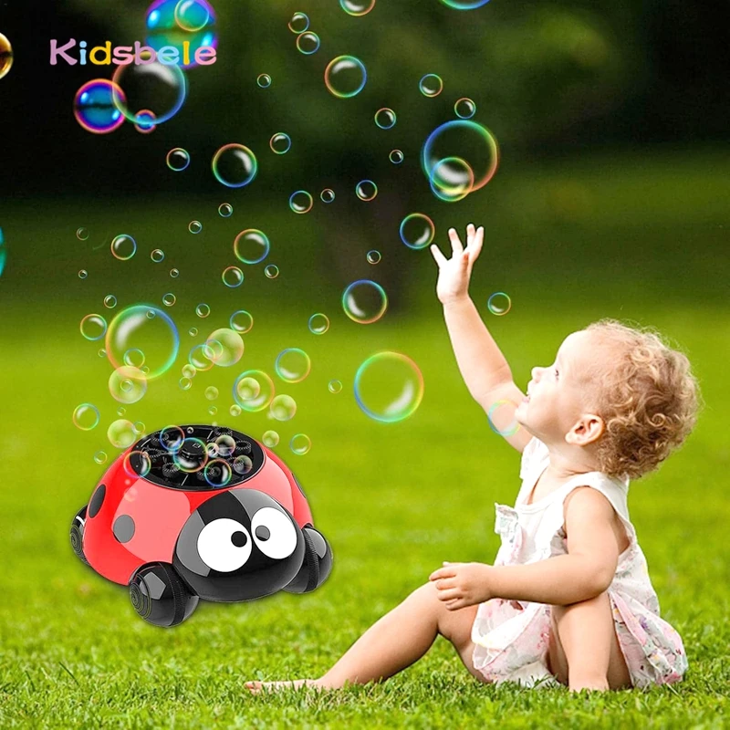 

Ladybug Automatic Bubble Machine Toy Best Outdoor Gift Pull Toy for Toddlers Age 3-8 With Light Summer Camping Party Bubble Toy