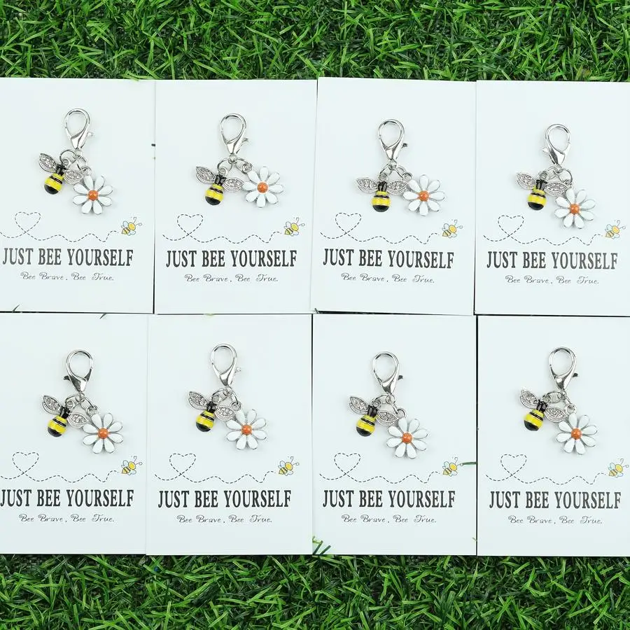 1/5/10/20/50/100pcs Enamel Bee & Daisy Keychains with 