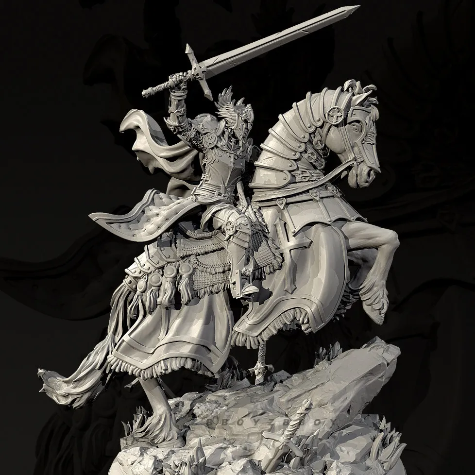 Unpainted Resin Knight Model Kit 38/50 Fantasy Medieval Cavalry Miniature Figure for DIY Painting Collection Decor