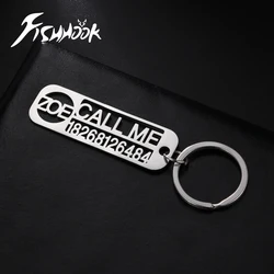Personalized Car Keychain Custom Name Phone Number Key Chain Ring Gift For Men Women Father Day Stainless Steel Metal Jewelry