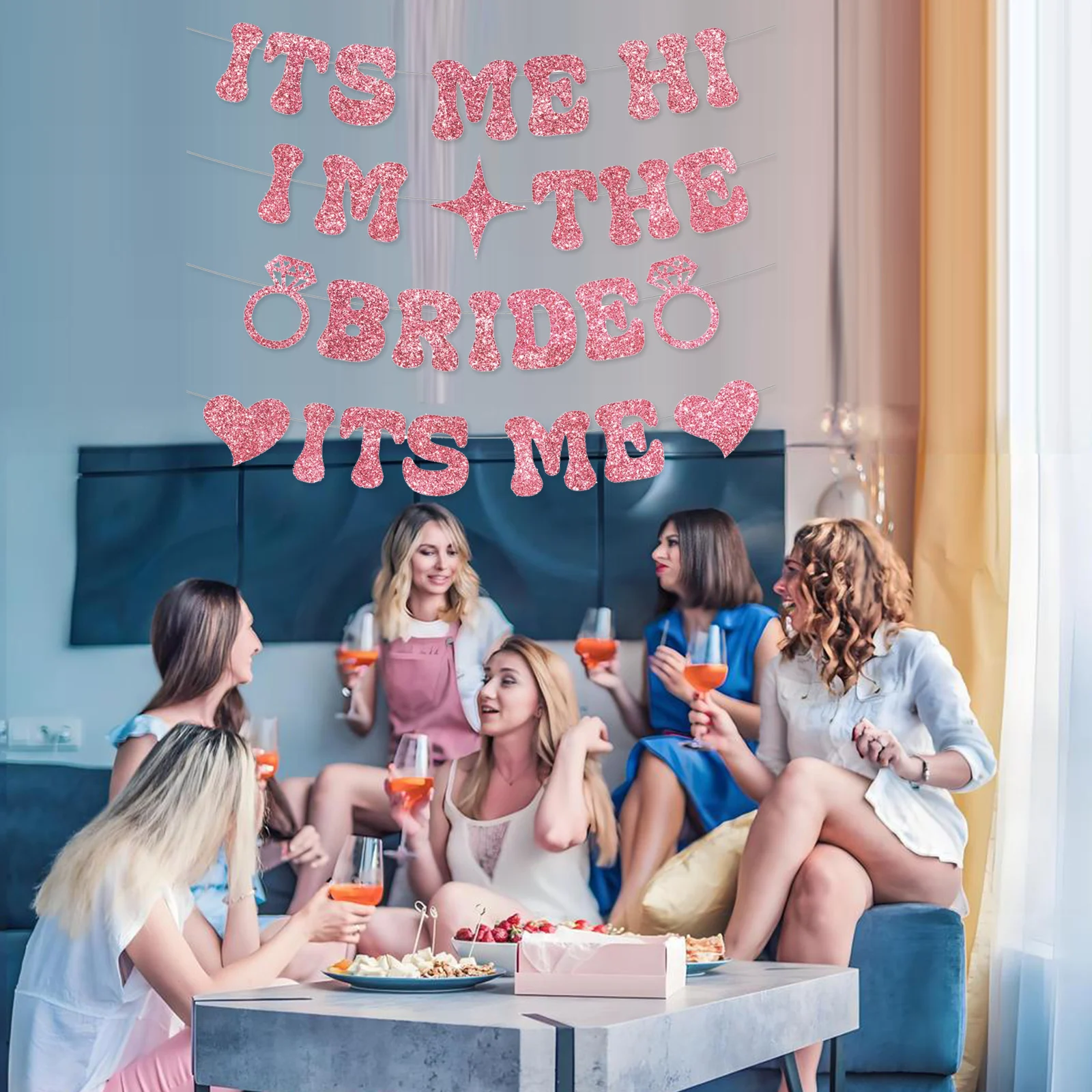 Glitter Bachelorette Party Decorations, Rose Gold Its Me Hi Im the Bride Its Me Bachelorette Party Banner, Bride Banner