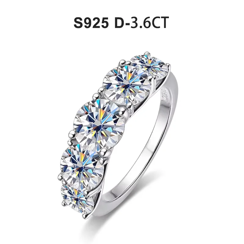 KNOBSPIN 5 Steine 3,6 CT D Farbe Moissanite Ringe für Frauen Funkelnde Diamanten mit Zertifikate 925 Sterling Splitter Hochzeit Ring