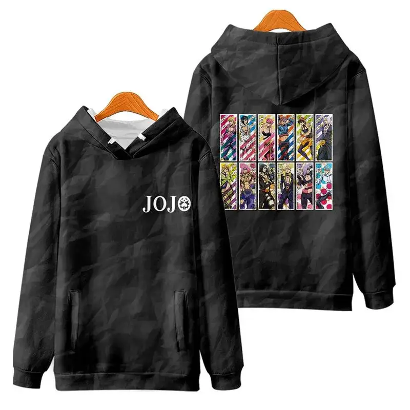 Neue Jojo bizarre Abenteuer Unisex Hoodies Herbst Kinder Comic Kapuze Männer Streetwear lässig Hip Hop neue Jungen schwarze Sweatshirts Tops