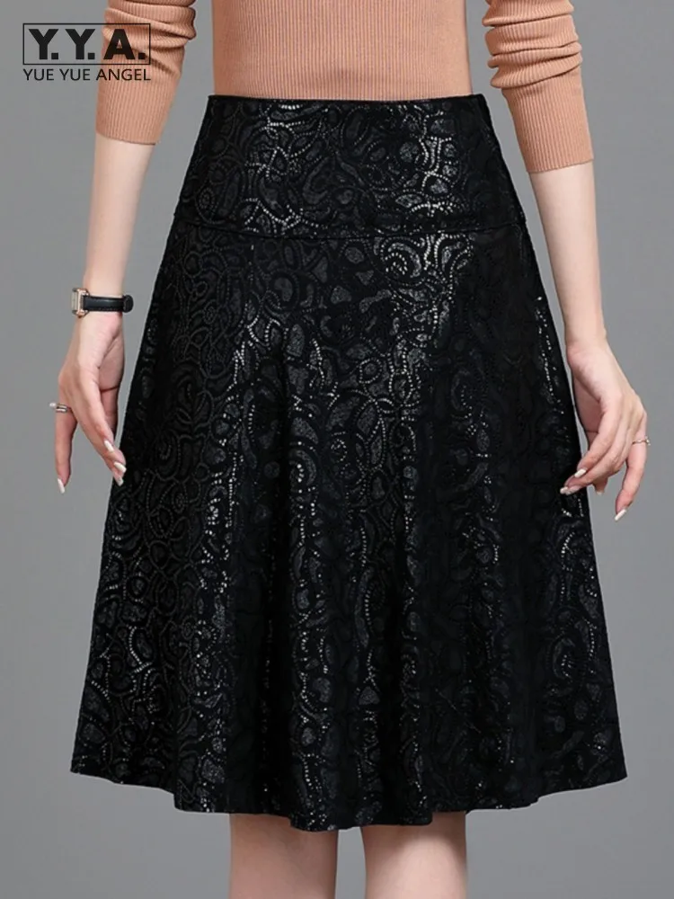 

Осень-зима женская мода юбки из натуральной кожи банкетная дата натуральная овчина с высокой талией плиссированная юбка длиной до колена 4XL 5XL