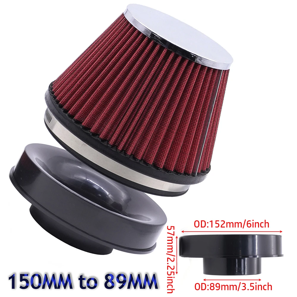 universal-35''-6''-car-air-intake-filter-system-150mm-89mm-sport-racing-car-high-flow-air-filters-cold-cone-air-intake-filters