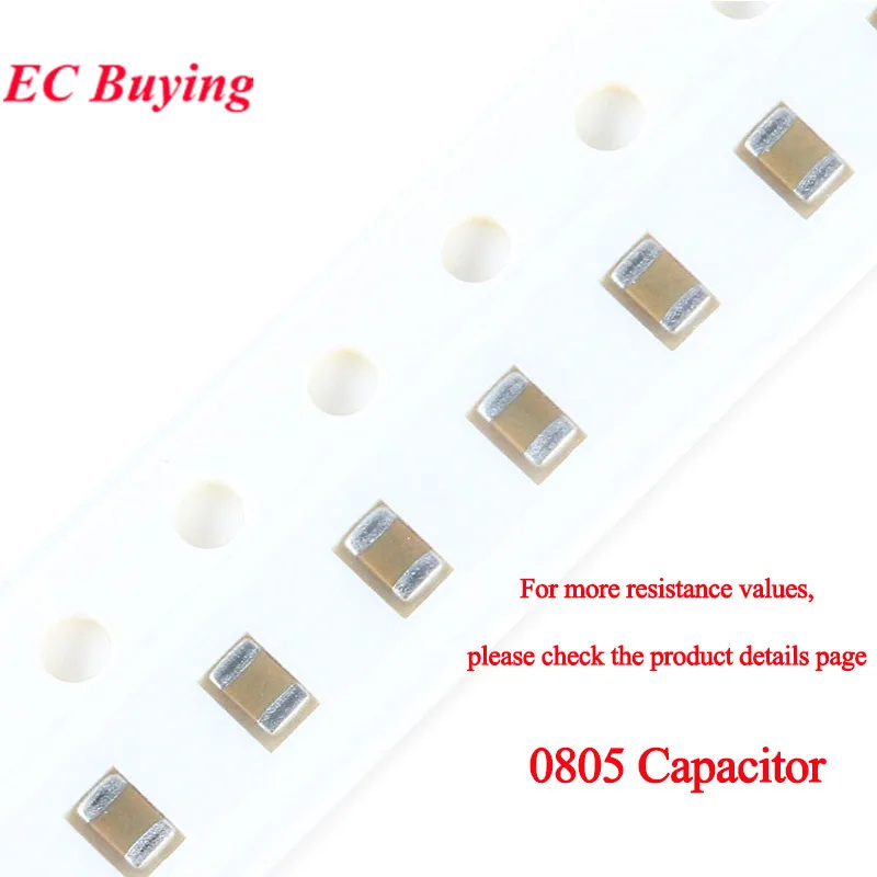 100pcs 0805 SMD Chip Capacitor cerâmico multicamadas 0,5pF - 47uF 10pF 22pF 100pF 1nF 10nF 100nF 0,1uF 1uF 2,2uF 4,7uF 10uF 22uF