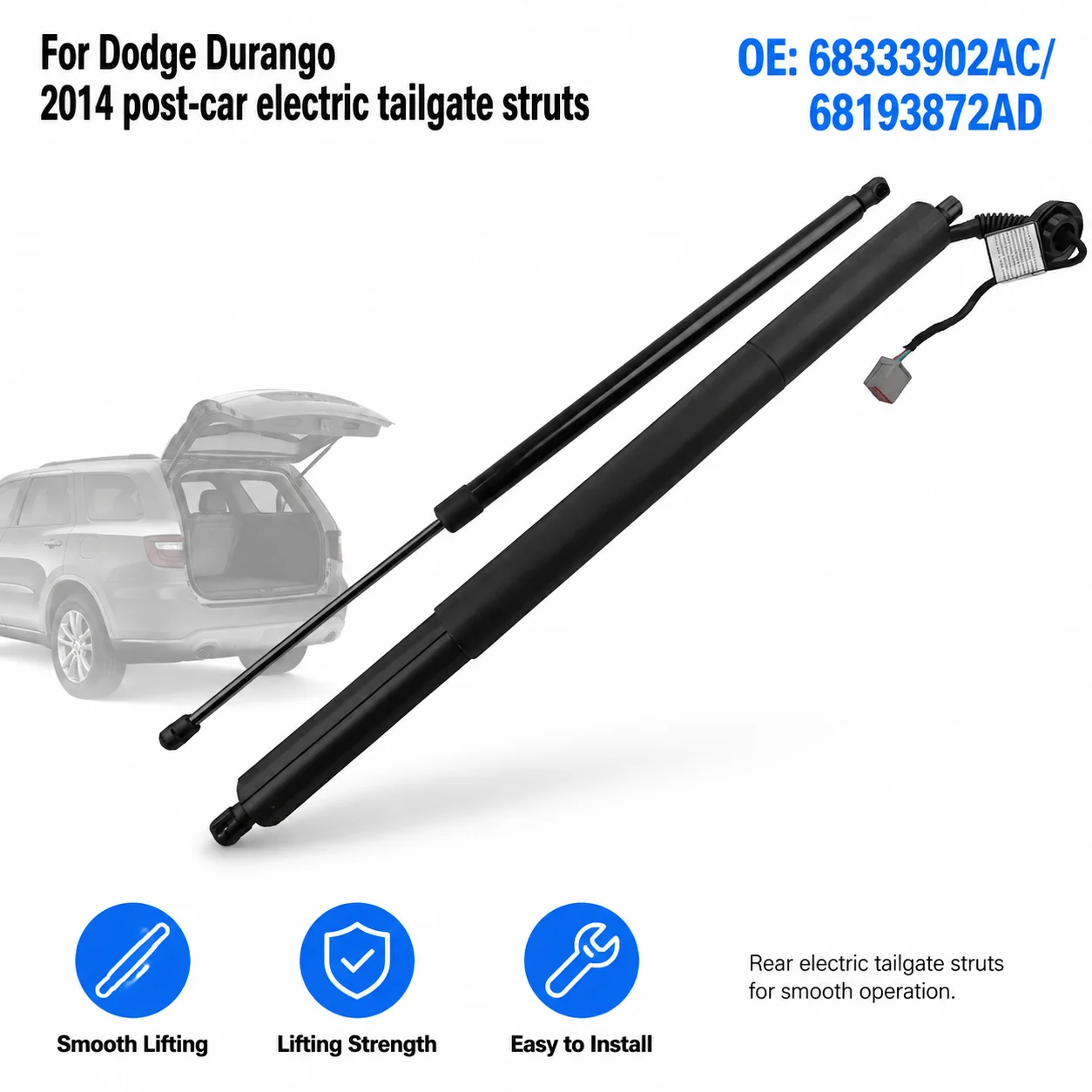 Precision Rust-Proof Tailgate Struts for Dodge Durango 2014+ 68333902AC/68193872AD - Durable & Stable, Perfect Fit
