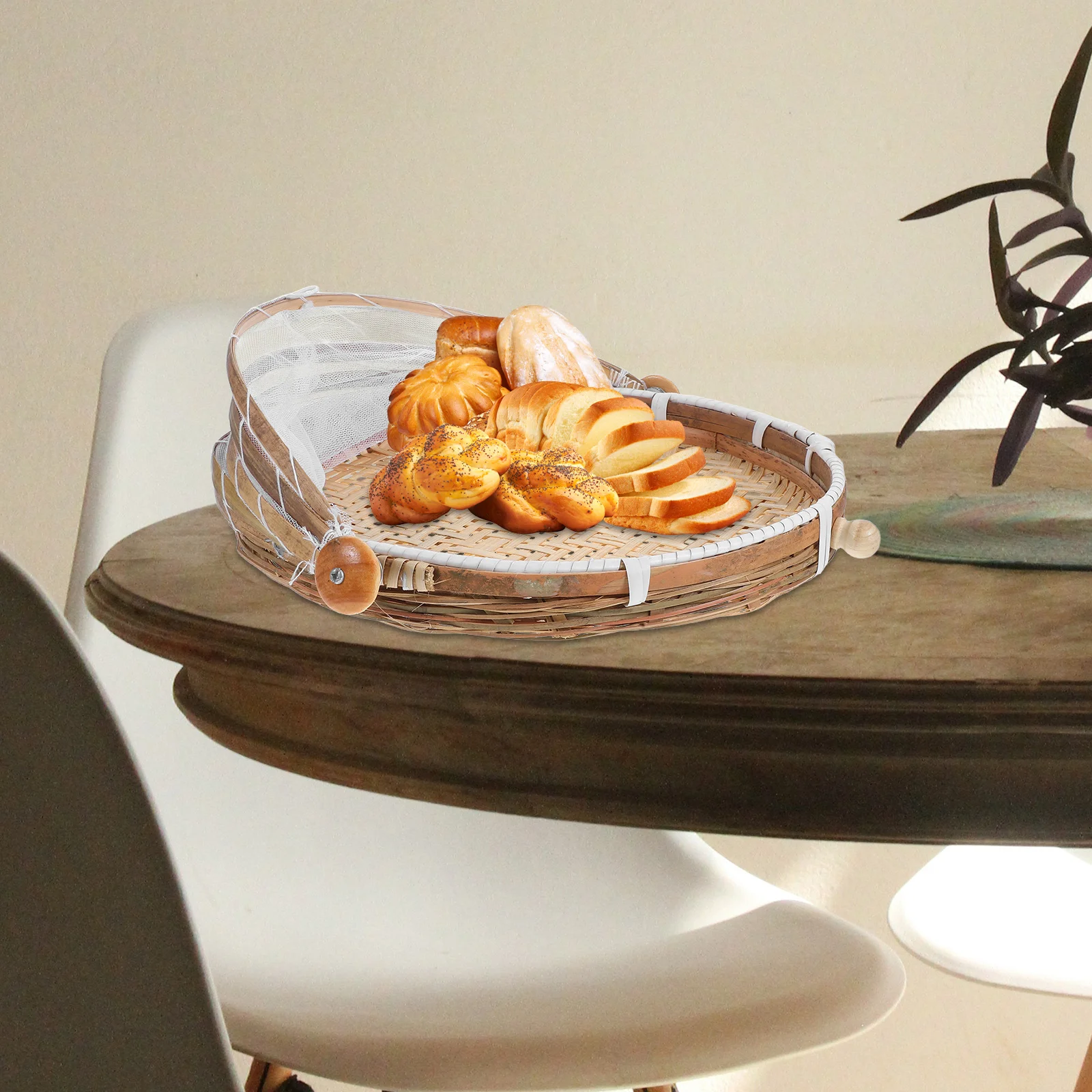 

1pc Manual Woven Bamboo Basket Rustic Handmade Storage Kitchen Sieve For Home Use Multi-Purpose Household Bamboo Weaving