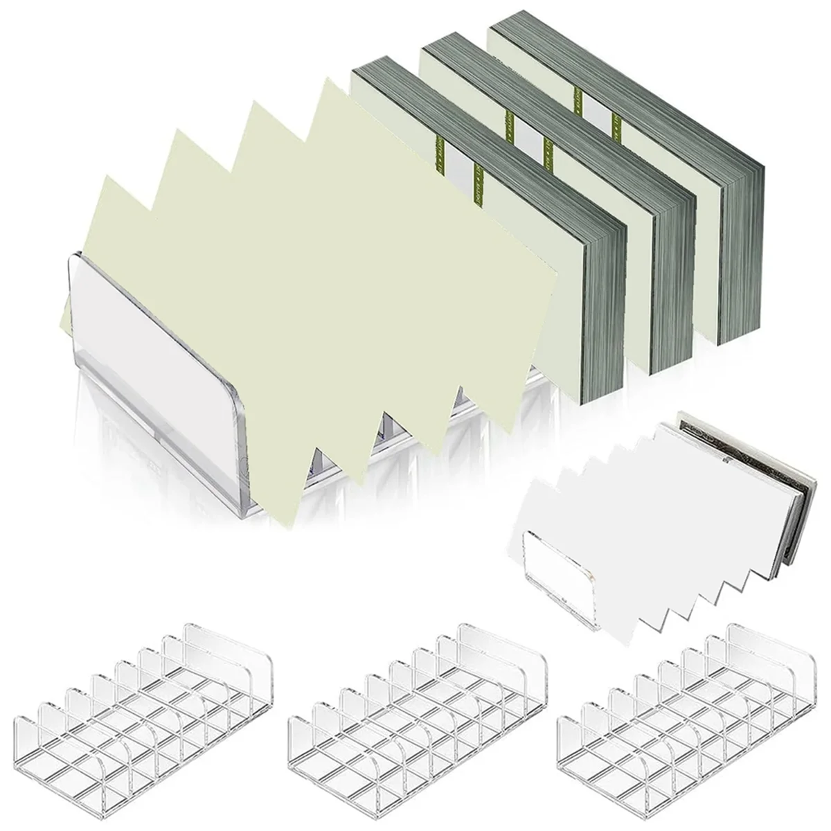 4 Pack Acrylic Money Organizer Cash Trays 7 Sections Clear Dividers Desk Organizer for Cash Envelope Mail Bill Card