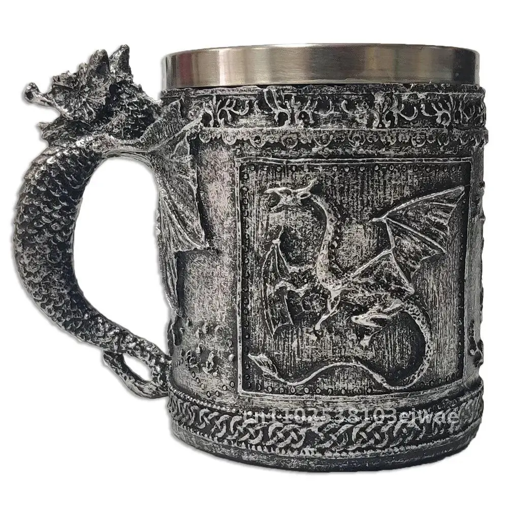 

Viking Beer Cup Resin Stainless Steel 500ml Mug Creative Trend Embossed Coffee Cup for Valentine's Day Gift Universal