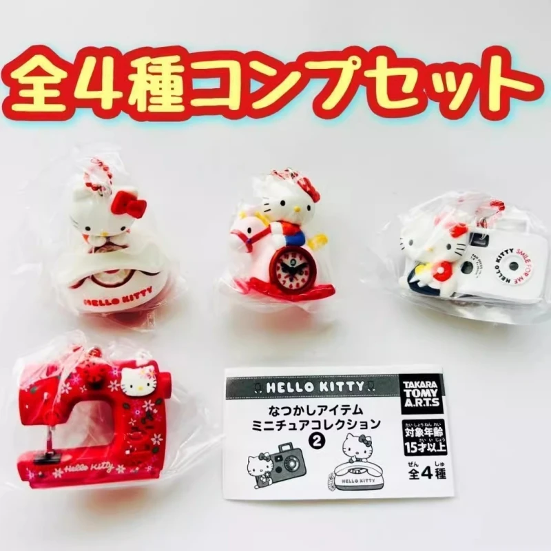 TOMY Original 4Pcs Gashapon Hello Kitty Sanrio Anime Figure Toys For Kids Gift Collectible Model Ornaments