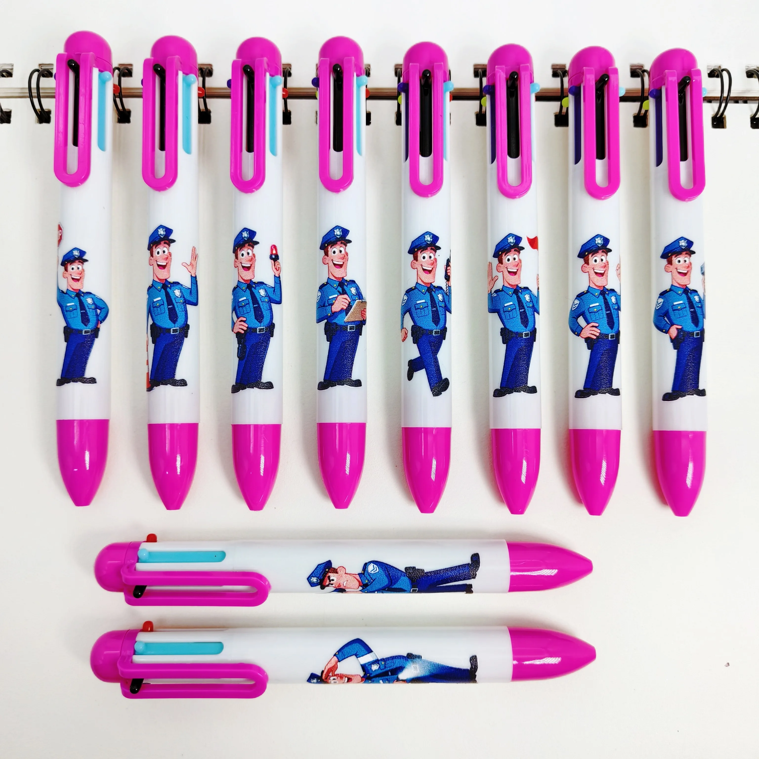 

10pcs/15pcs male police themed recording pen, police specific six in one marker pen, portable ballpoint pen