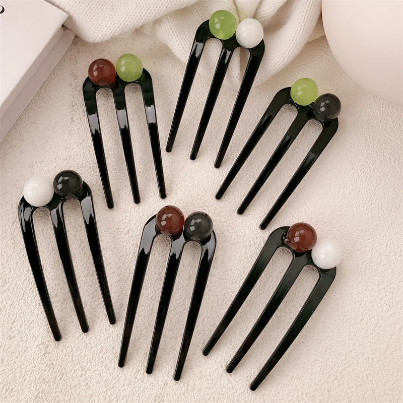 Chinese Hairpin 2025 New High end Meatball Disc Hairpin Artifact Headpiece Hairpin Light Luxury Hair Fork Hair Accessories