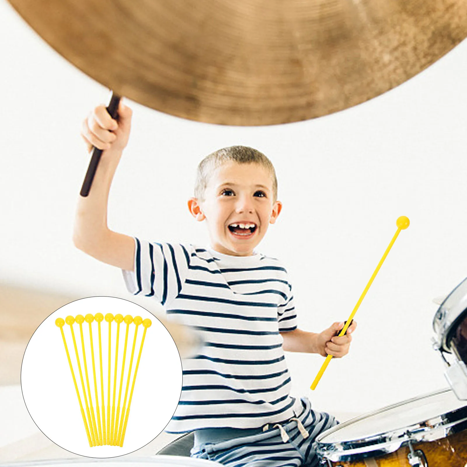 

10pcs Yellow Drumsticks for Kids Children Musical Instruments Rhythm Sticks Plastic Material Lightweight Portable Percussion