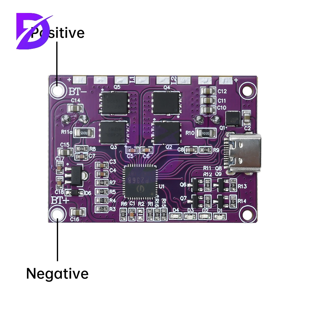 IP2368 ثنائي الاتجاه 100 واط وحدة شحن سريع باك دفعة نوع-c واجهة بطارية ليثيوم عالية الطاقة شحن لوح حماية